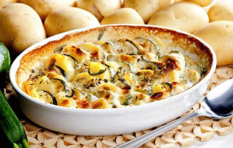 Gratin Pomme de Terre Courgettes et Saumon Fumé WW