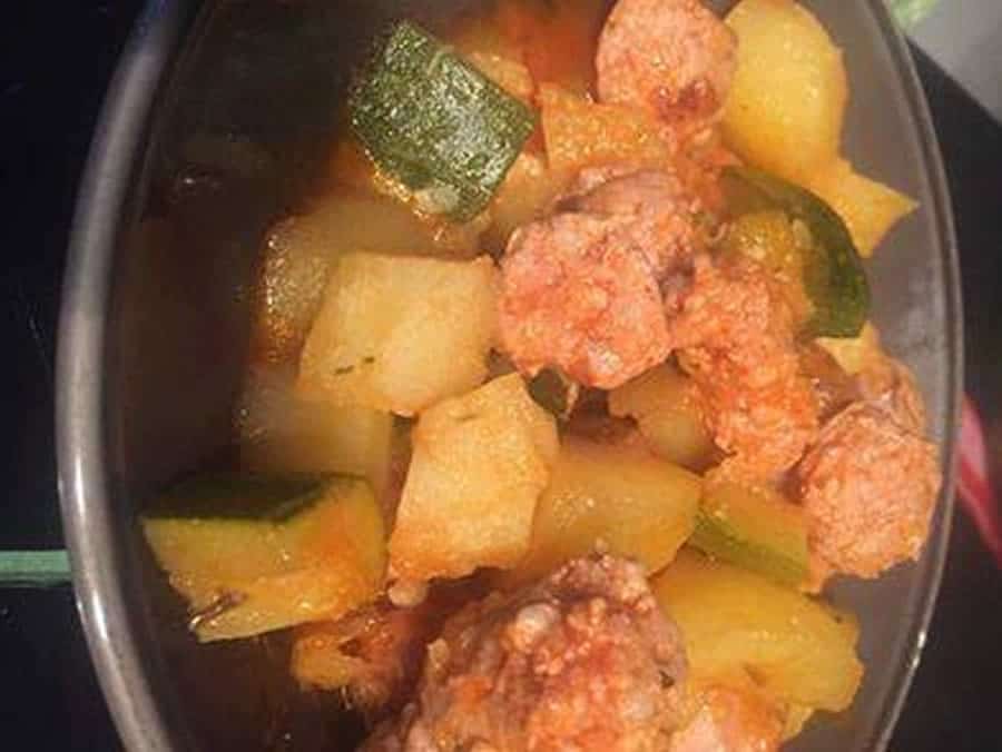 Saucisses de Toulouse et pomme de terre courgettes au Cookeo