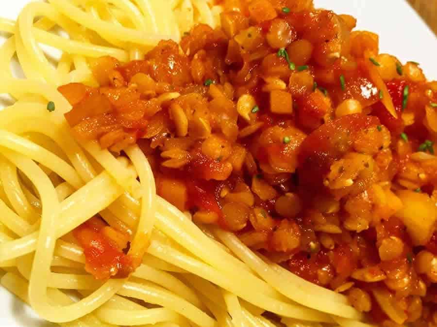 Bolognaise aux lentilles corail au thermomix