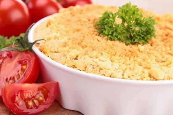 Crumble salé au courgette tomate et chorizo au thermomix