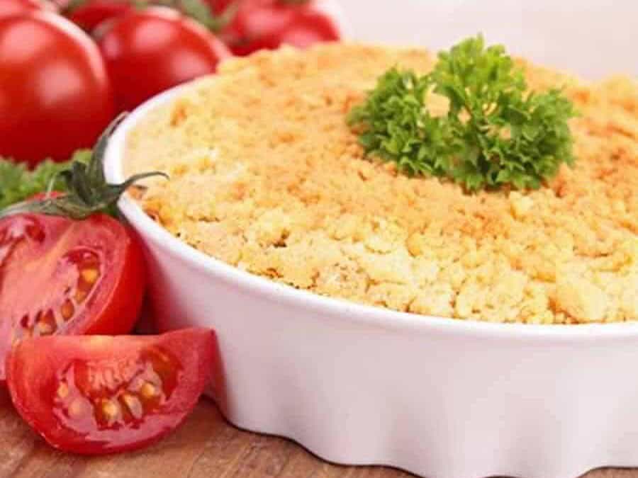 Crumble salé au courgette tomate et chorizo au thermomix