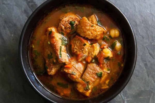 Émincés de veau en soupe de pois chiche au thermomix