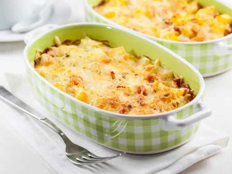 Gratin de pâtes au curry poulet et poireaux au thermomix