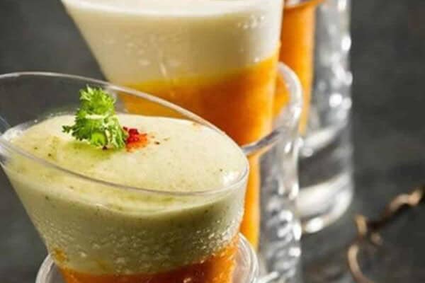 Verrines de crème de carottes et mousse de chèvre au thermomix