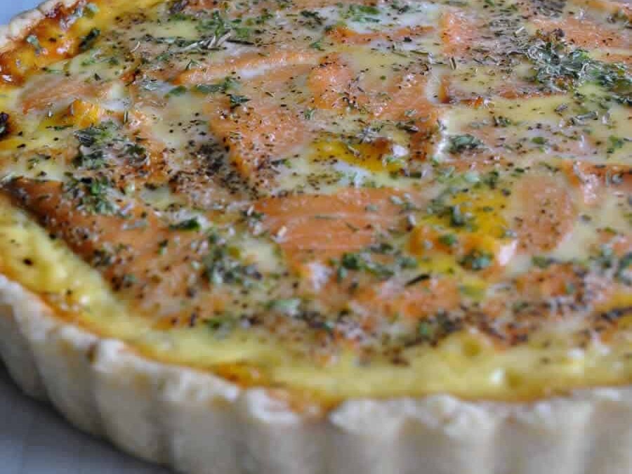 Quiche au saumon fumé et aux champignons au thermomix