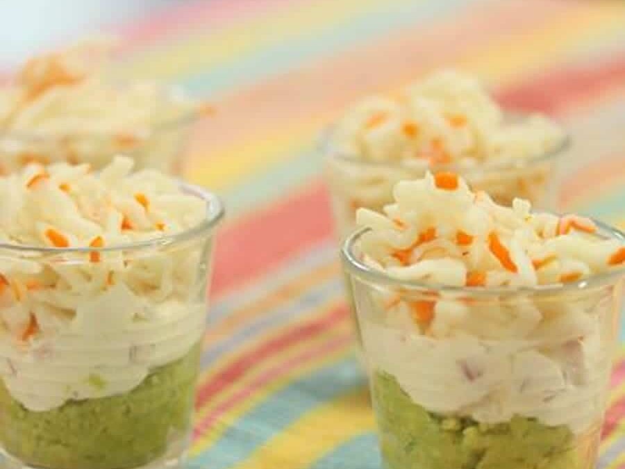 Verrines avocat et miettes de crabe au thermomix