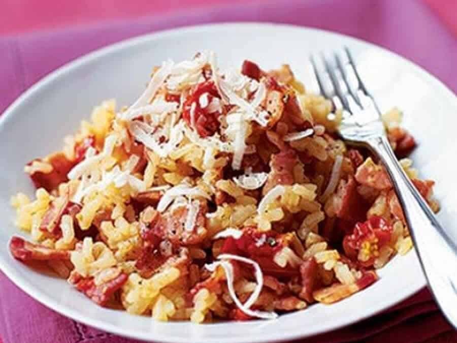 Risotto aux poireaux lardons et chorizo au thermomix