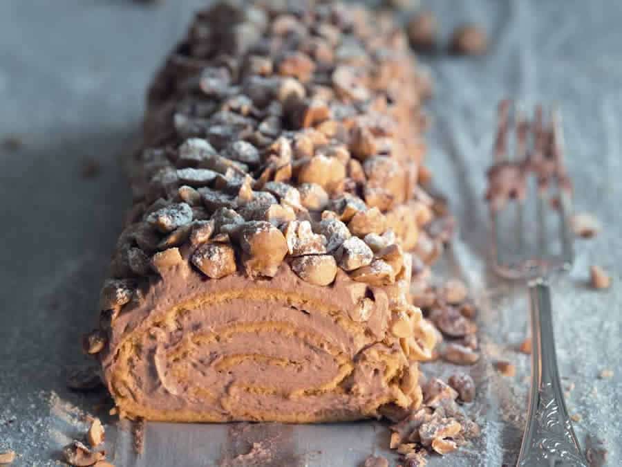 Bûche de Noël au chocolat pralinée au Thermomix