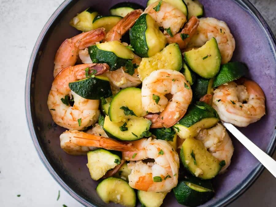 Poêlée de courgettes légère aux crevettes