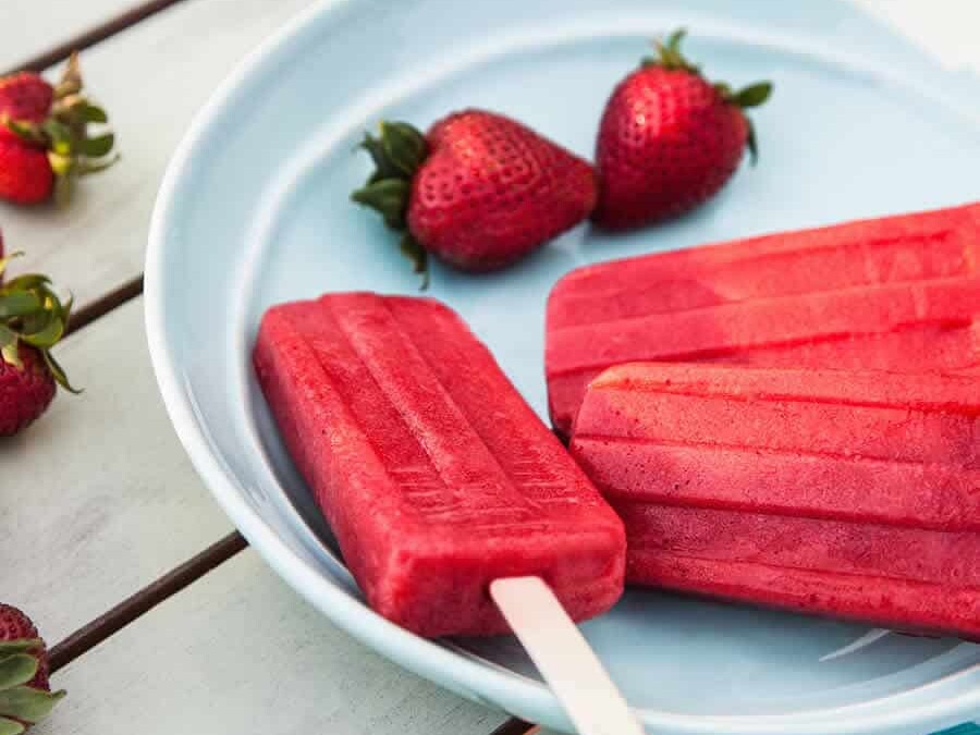 Sorbets aux fraises en bâtonnets au Thermomix