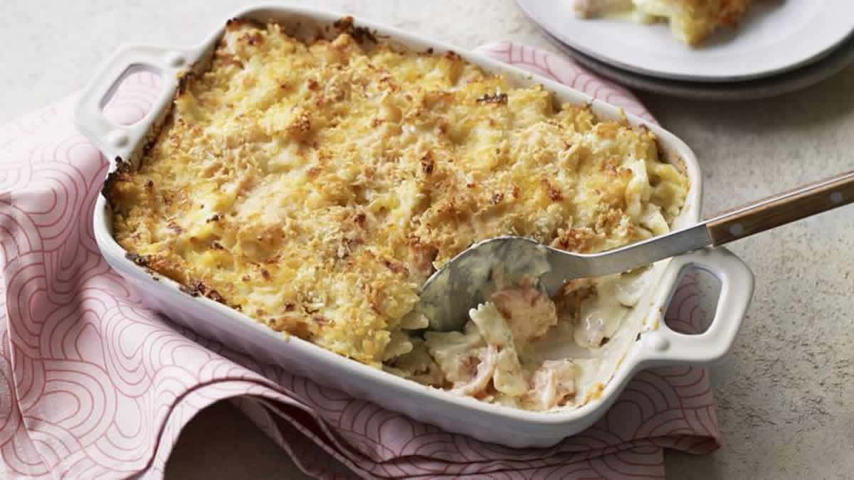 Gratin de pâtes aux poireaux et saumon frais au Thermomix