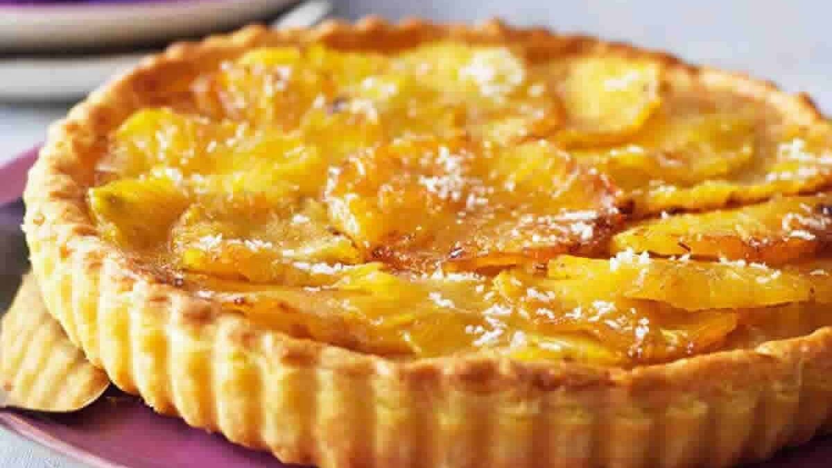 Tarte Flan à l'ananas et à la noix de coco au Thermomix