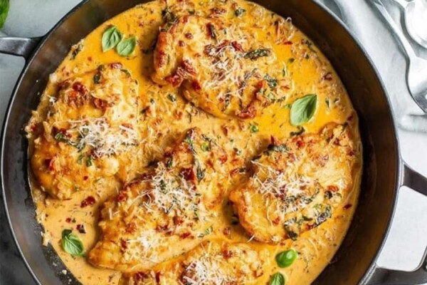 Filets de poulet légers à la crème de tomate