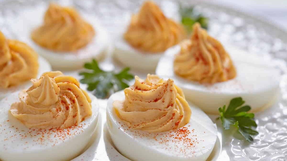 Apéritifs de Noël : Œufs mimosa au jambon et à la mousse de foie
