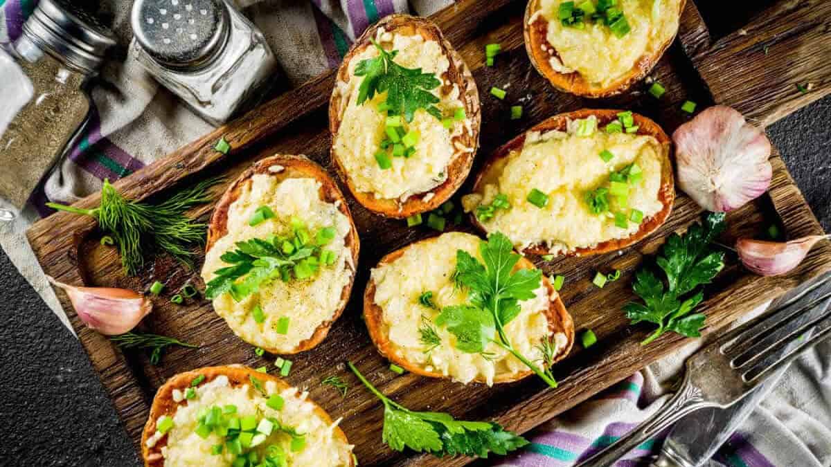 Pommes de terre farcies aux champignons et au fromage