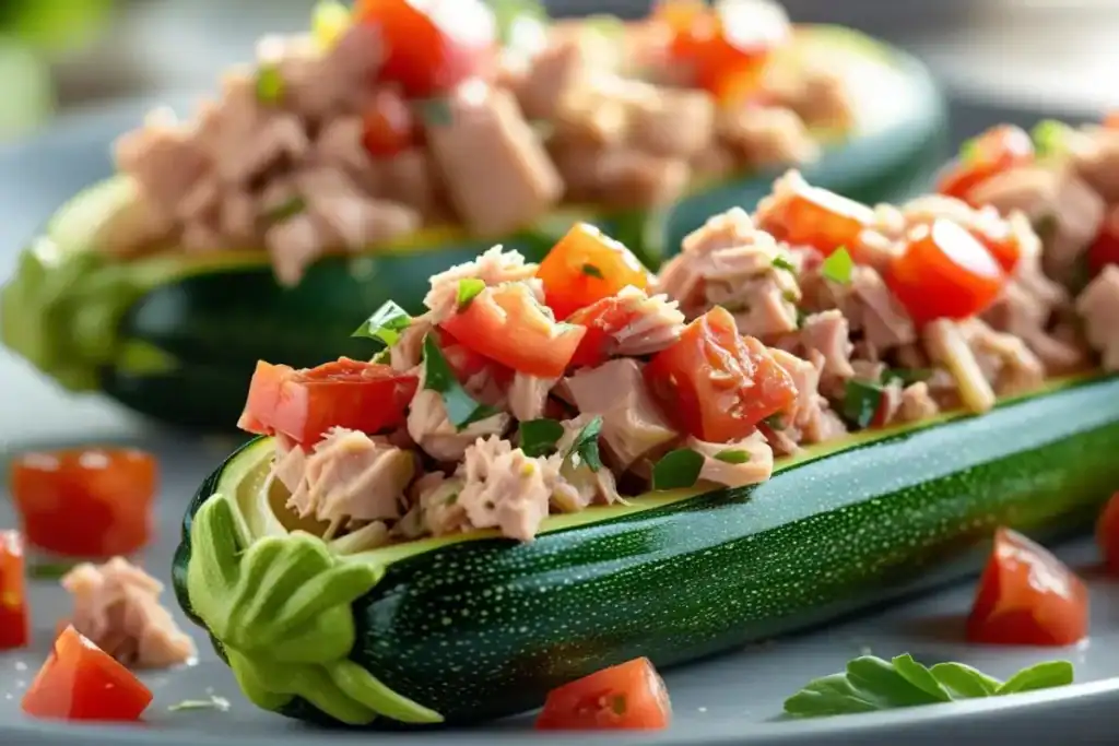 Courgettes farcies au thon et à la tomate