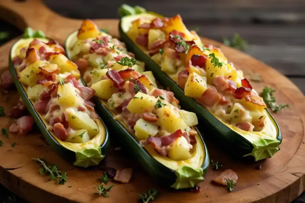 Courgettes farcies façon tartiflette