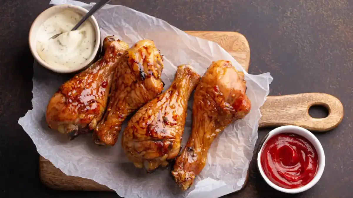 pilons de poulet au four dorés et croustillants laqués au miel et paprika