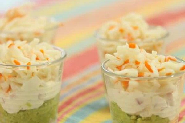Verrines avocat et miettes de crabe au thermomix