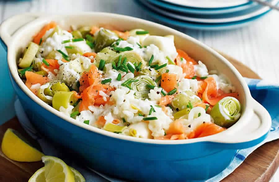 Risotto au poireau et saumon fumé au Thermomix