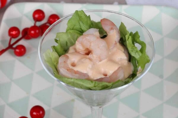 Entrée de Noël : Cocktail de crevettes, très savoureux et délicieux
